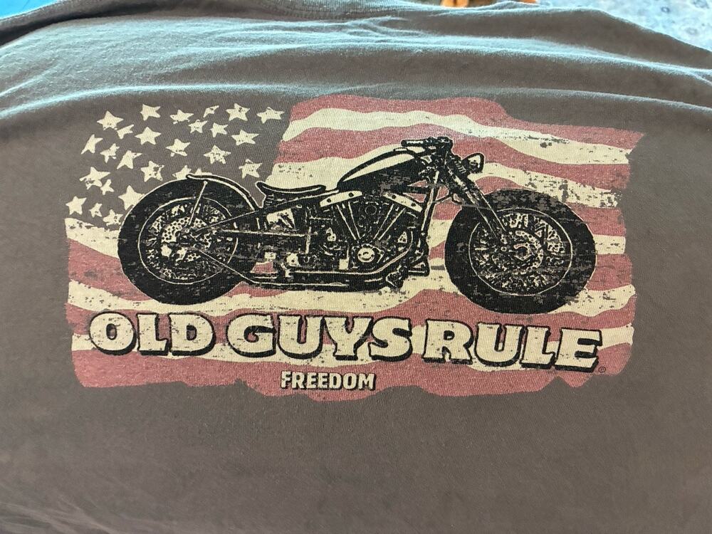 HOM5030 Vintage Graphic, Biker T-Shirt, Old Man Rules Freedom Faded Size 2X
